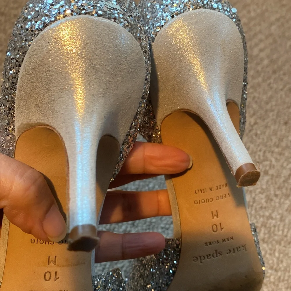 Kate Spade Silver Sela Heels in size 10